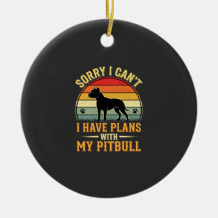 Ornamento De Cerâmica Pitbull Planeja Amante de Cão do Pôr do Sol Vintag