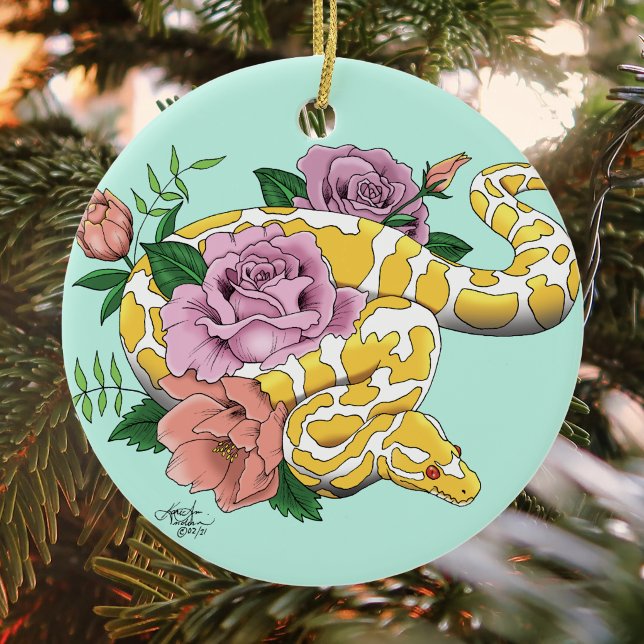 Ornamento De Cerâmica Píton Bola Albino Amarelo (Criador carregado)