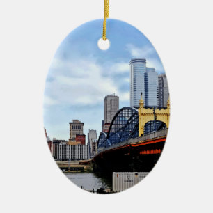 Ornamento De Cerâmica Pittsburgh PA - Comboio Por Smithfield Rua Bridge