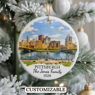 Ornamento De Cerâmica Pittsburgh Personalizado, Pensilvânia Personalizad