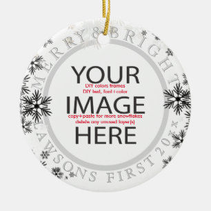 Ornamento De Cerâmica PixDezines nosso primeiro natal/Diy cores