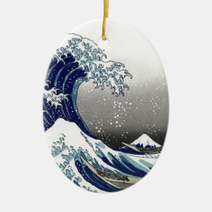Ornamento De Cerâmica PixDezines Vintage, Grande Onda, Hokusai 葛飾北斎の神奈川沖