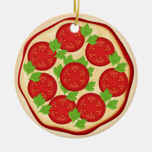 Ornamento De Cerâmica Pizza com tomates
