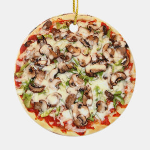 Ornamento De Cerâmica Pizza de cogumelos Comida realista