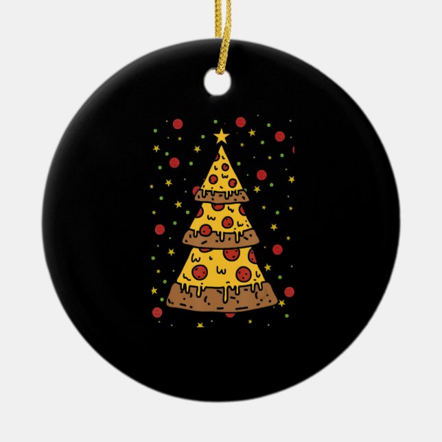 Ornamento De Cerâmica pizza de natal luzes xmas homens rapazes (Frente)