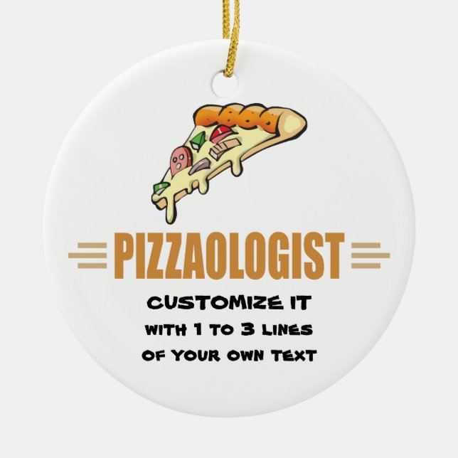 Ornamento De Cerâmica Pizza Engraçada (Frente)