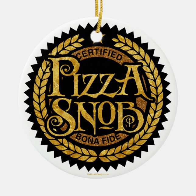 Ornamento De Cerâmica Pizza Snob - amante de pizza engraçado (Frente)
