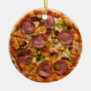 Ornamento De Cerâmica Pizza suprema personalizada