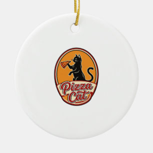 Ornamento De Cerâmica Pizza Vintage Gato Retro Design Engraçado Amante d