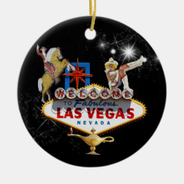 Ornamento De Cerâmica Placa de Boas-Vindas de Las Vegas em Fundo Estrela
