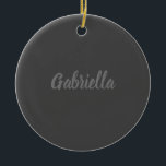 Ornamento De Cerâmica Placa de Cinzas Elegantes Caligrafia em Nome Simpl<br><div class="desc">Procurando uma bela caligrafia com uma letra estética? Este design simples e atraente é para você. Este produto impressiona imediatamente aqueles que o veem. A design fina e saborosa refletirá imediatamente a qualidade da sua relação e da sua família.</div>