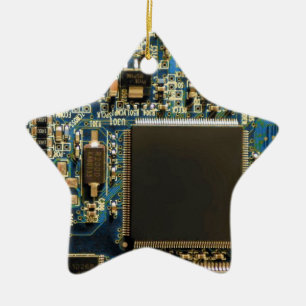 Ornamento De Cerâmica Placa de Circuito Azul Macro Foto de PCB