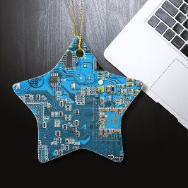 Ornamento De Cerâmica Placa de Circuito de Geeks de Computador Azul