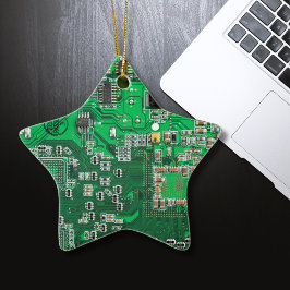 Ornamento De Cerâmica Placa de Circuito de Geeks de Computador Verde