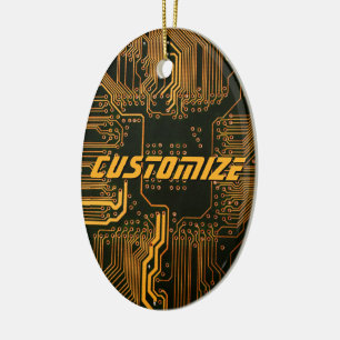 Ornamento De Cerâmica Placa de Circuito PCB Cyber Laranja Personalizada 