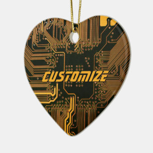 Ornamento De Cerâmica Placa de Circuito PCB Cyber Laranja Personalizada