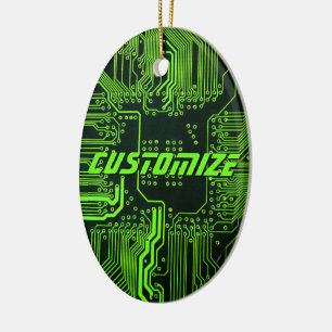 Ornamento De Cerâmica Placa de Circuito PCB Cyber Verde Personalizada Te