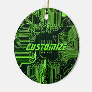 Ornamento De Cerâmica Placa de Circuito PCB Cyber Verde Personalizada Te
