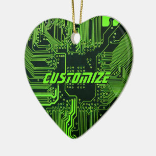 Ornamento De Cerâmica Placa de Circuito PCB Cyber Verde Personalizada Te