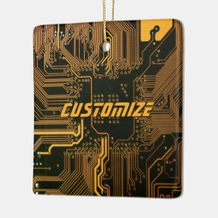 Ornamento De Cerâmica Placa de Circuito PCB Laranja Cibernética Personal