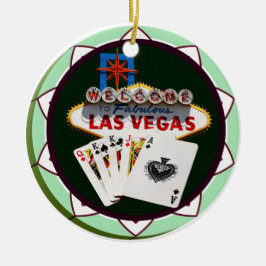Ornamento De Cerâmica Placa de Las Vegas e Ficha de pôquer Dois Reis