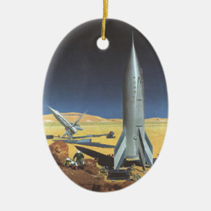 Ornamento De Cerâmica Planeta Deserto de Ficção Científica Vintage com f