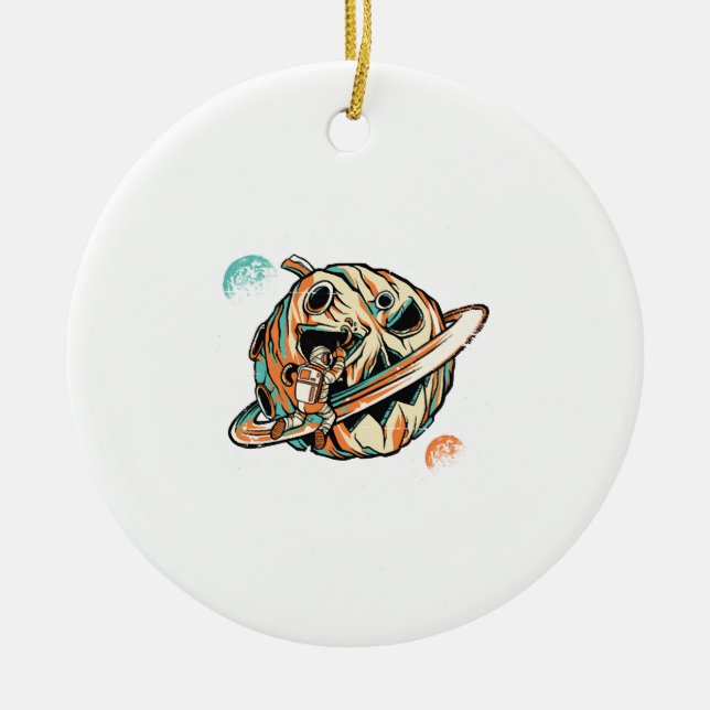 Ornamento De Cerâmica Planeta do Halloween (Frente)