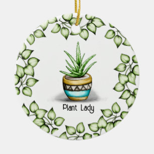 Ornamento De Cerâmica Planta Dama, Aloe Plant