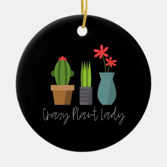 Ornamento De Cerâmica Plantas - Senhora das Plantas Loucas (Frente)