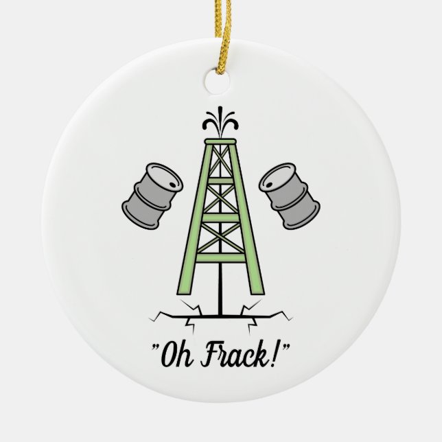 Ornamento De Cerâmica Plataforma petrolífera de Fracking (Frente)