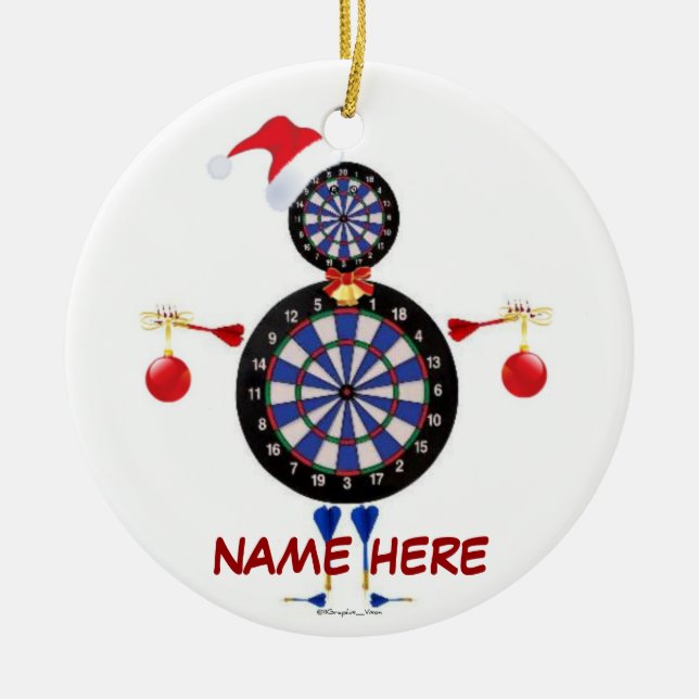 Ornamento De Cerâmica Player de dardo de Natal personalizado (Frente)