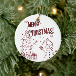 Ornamento De Cerâmica Playful Merry Christmas