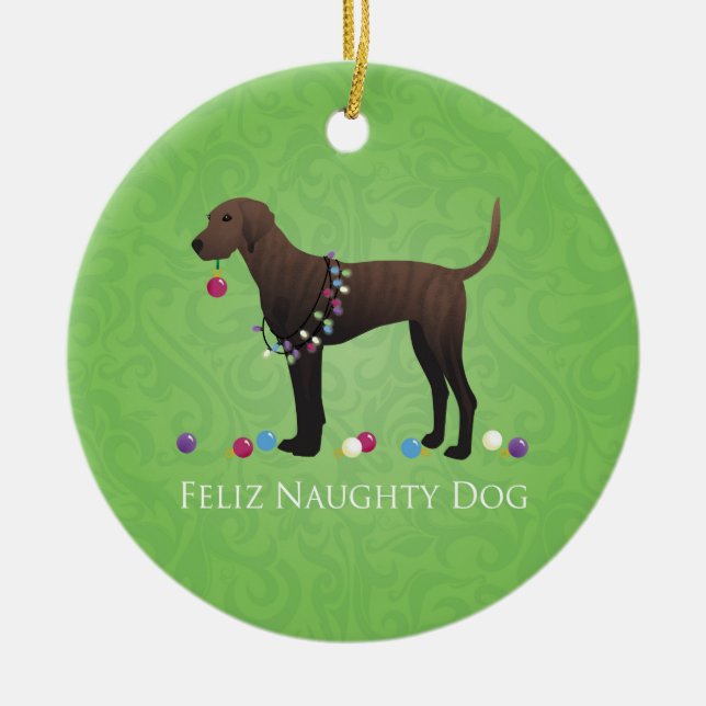 Ornamento De Cerâmica Plott Hound Christmas (Frente)
