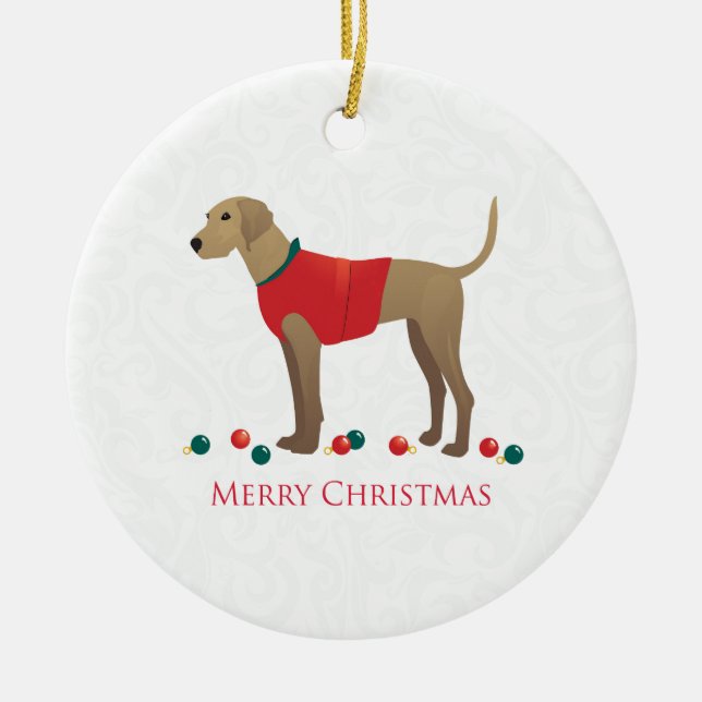 Ornamento De Cerâmica Plott Hound Hunting Dog Feliz Design de Natal (Frente)