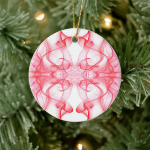Ornamento De Cerâmica Plumas de Fumaça Vermelha no Branco