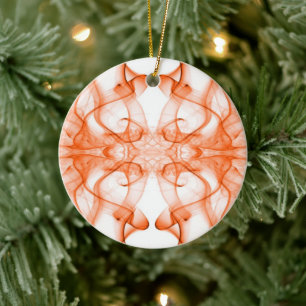 Ornamento De Cerâmica Plumas de Orange Smoke em branco