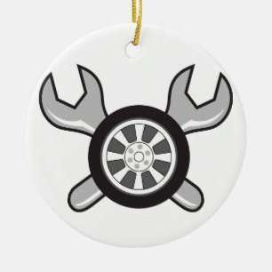 Ornamento De Cerâmica Pneus e chaves