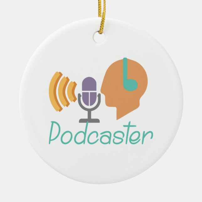 Ornamento De Cerâmica Podcaster (Frente)