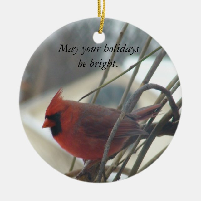 Ornamento De Cerâmica Podem seus feriados ser brilhantes (Frente)