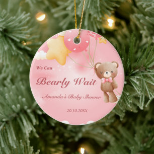 Ornamento De Cerâmica Podemos Esperar! Chá de fraldas do Urso de Teddy