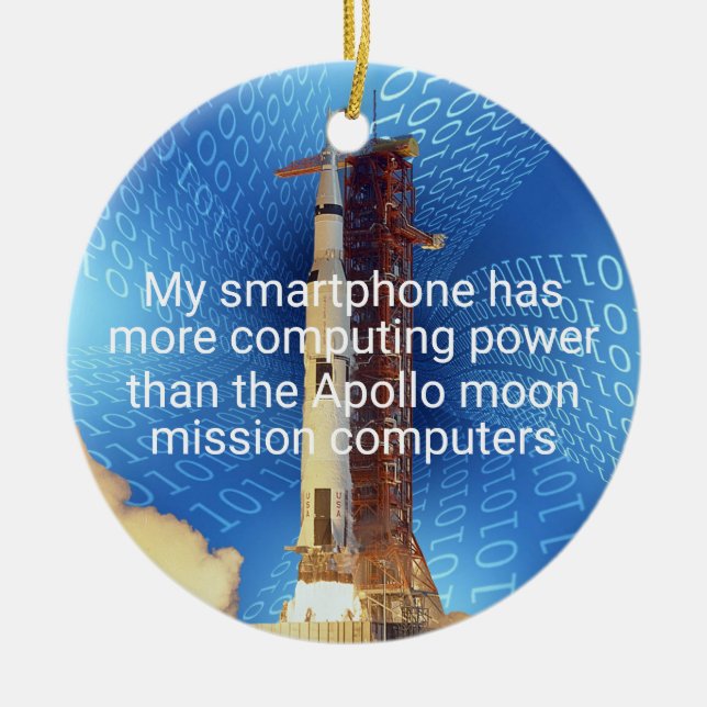 Ornamento De Cerâmica Poder de computação do Apollo 11 (Frente)