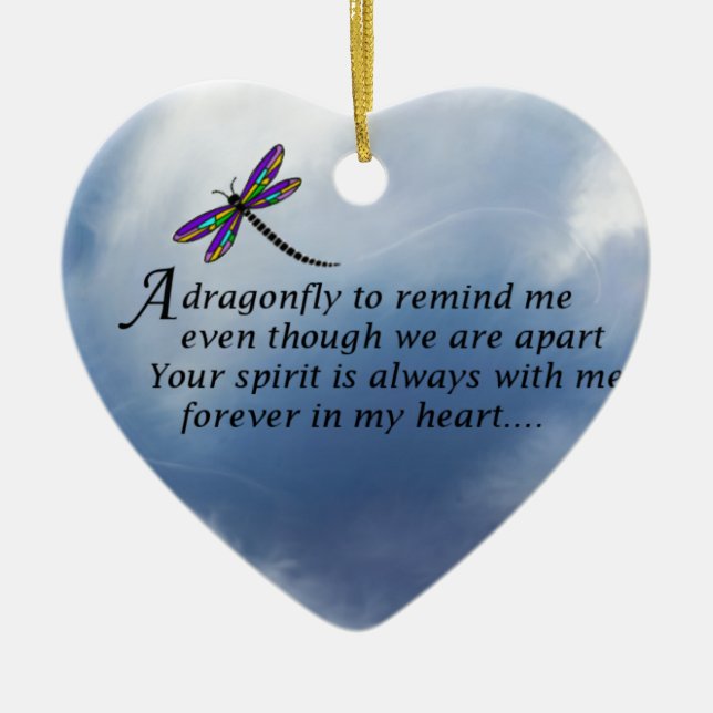 Ornamento De Cerâmica Poema do memorial da libélula (Frente)