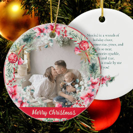 Ornamento De Cerâmica Poesia Gira Poinsettia Vermelha Muralha Verde Nata