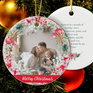 Ornamento De Cerâmica Poesia Gira Poinsettia Vermelha Muralha Verde Nata