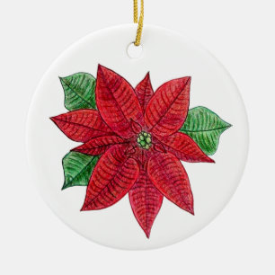 Ornamento De Cerâmica Poinsetta Ornament - Fundo Branco