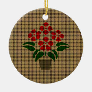 Ornamento De Cerâmica Poinsetta Tecida