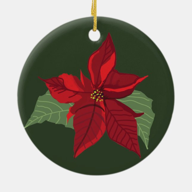 Ornamento De Cerâmica Poinsettia Flor- Vestido De Natal- Cerâmica (Traseira)