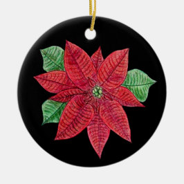 Ornamento De Cerâmica Poinsettia MEMORIAL Ornament/Black - Personalizar!