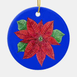 Ornamento De Cerâmica Poinsettia MEMORIAL Ornament/Blue - Personalizar!