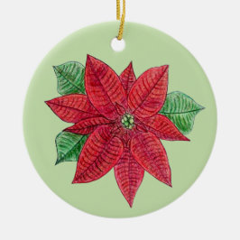 Ornamento De Cerâmica Poinsettia MEMORIAL Ornament/Mint - Personalizar!